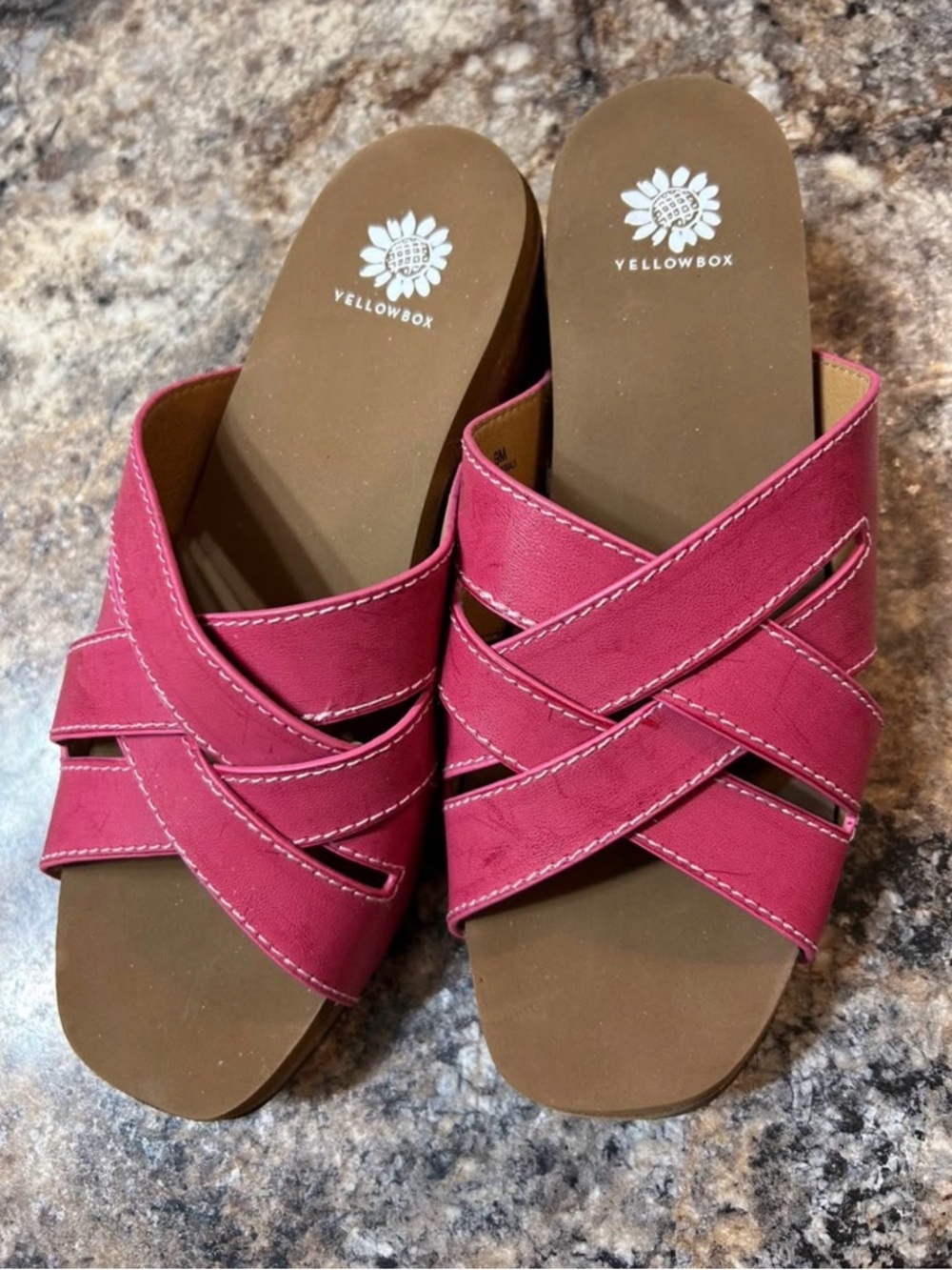 Yellow Box Women's Raspberry Crisscross Slide Sandals